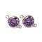 925 Streling Silver Pave Cubic Zirconia Birthstone Connector Charms, Flat Round, Medium Purple, 10.5x6.5x3.5mm, Hole: 0.9mm