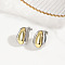 Brass Two Tone Stud Earrings, Platinum & Golden, Teardrop, 15x12mm