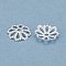 Brass Multi-Petal Bead Caps, Long-Lasting Plated, Flower, Silver, 8x1.2mm, Hole: 1mm