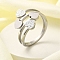 Textured Heart 304 Stainless Steel Finger Ring for Women, Stainless Steel Color, Inner Diameter: 17mm