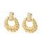 Rack Plating Brass Micro Pave Cubic Zirconia Dangle Stud Earrings, Hollow Teardrop, Real 16K Gold Plated, 33x24.5mm