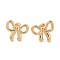 304 Stainless Steel Stud Earrings, Hollow Bowknot, Real 14K Gold Plated, 13x15.5mm
