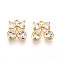 Brass Micro Pave Cubic Zirconia Charms, Bowknot & Heart, Real 18K Gold Plated, Clear, 9~10x8.5~9.5x2mm, Hole: 1.2mm