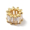 Brass Micro Pave Clear Cubic Zirconia European Beads, Large Hole Beads, Cadmium Free & Lead Free, Long-Lasting Plated, Column, Real 18K Gold Plated, 11x7mm, Hole: 5.5mm