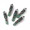 Natural Green Aventurine Big Pointed Pendants, 7 Chakra Faceted Bullet Charms, with Rack Plating Antique Silver Tone Alloy Crown Findings, Cadmium Free & Lead Free, 84x20x19.5mm, Hole: 8x5mm