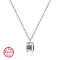 Anti-Tarnish Cubic Zirconia Rectangle Pendant Necklaces, Rhodium Plated 925 Sterling Silver Necklace, Platinum, 13.39 inch(34cm)
