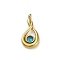304 Stainless Steel Pendants, with Rhinestone, Teardrop Charm, Real 14K Gold Plated, 17.5x8.5x2.5mm, Hole: 1.6mm