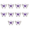 10Pcs Alloy Pendants, Butterfly, with Rhinestone and Resin, Silver, Purple, 14x17x5mm, Hole: 2mm