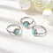 Natural Amazonite Finger Rings, with Rack Plating Brass Findings, Platinum, 11mm, Inner Diameter: 18mm