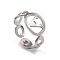 Non-Tarnish 304 Stainless Steel Initial Letter A Open Cuff Rings for Women, Stainless Steel Color, US Size 6(16.5mm)