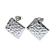 Tarnish Resistant 201 Stainless Steel Stud Earrings, with 304 Stainless Steel Pins, Textured Rhombus, Stainless Steel Color, 20x20mm