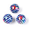 Independence Day Theme Printed Opaque Acrylic Beads, Round with Star & Stripe, AB Color, Medium Blue, 15.9mm, Hole: 2.8mm
