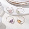 Natural Amethyst & Rose Quartz & Prehnite & Citrine Beads Finger Rings, Copper Wire Wrapped Finger Rings, Inner Diameter: 16.8~18.3mm