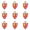 10Pcs Transparent Acrylic Pendants, Strawberry, Red, 32x23x14.5mm, Hole: 2.5mm