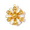 304 Stainless Steel Enamel Pendants, Flower Charms, Ion Plating(IP), Real 18K Gold Plated, White, 22x20mm
