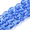 Glass Beads Strands, Faceted, teardrop, Royal Blue, 11x8mm, Hole: 1mm, about 57~59pcs/strand, 26.38~26.77 inch