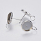 Non-Tarnish 201 Stainless Steel Stud Earring Settings, with 304 Stainless Steel Pins, with Loop, Flat Round, Stainless Steel Color, 17x12mm, Hole: 2mm, Pin: 0.7mm, Tray: 10mm