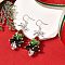 Tibetan Style Alloy Glass Earrings, Christmas Tree, Silver, 47.5x18.5mm