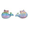 Transparent Epoxy Resin Decoden Cabochons, with Paillettes, Whale, Colorful, 19.5x26x7mm