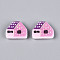 Printed Opaque Resin Beads, House, Purple, 17.5~18x21~21.5x6~6.5mm, Hole: 1.2~1.5mm