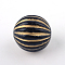 Round Plating Acrylic Beads, Golden Metal Enlaced, Black, 16.5x16mm, Hole: 2mm, about 200pcs/500g