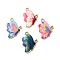 Alloy Enamel Pendants, Golden, Butterfly Charm, Mixed Color, 24.5x16.5x2mm, Hole: 1.6mm