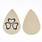 PU Leather Big Pendants, teardrop, with Shamrock Pattern, Irish Charms, Pale Goldenrod, 56x37x1.5mm, Hole: 1.2mm