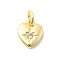 Brass Micro Pave Cubic Zirconia Charms, Heart with Star, Long-Lasting Plated, Rack Plating, with Jump Ring, Real 18K Gold Plated, 10x8.5x2mm, Hole: 3mm