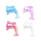Acrylic Pendants, AB Color Plated, Dolphin, Mixed Color, 37x29.5x13.5mm, Hole: 3mm