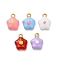 304 Stainless Steel Enamel Pendants, Flower Charms, Ion Plating(IP), Real 18K Gold Plated, Mixed Color, 13.5x10.5x4.5mm, Hole: 1.6mm