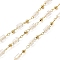 Brass Link Chains, with Glass Rectangle Beads, Rack Plating, Cadmium Free & Lead Free, Long-Lasting Plated, Soldered, Real 18K Gold Plated, Soldered, with Spool, Clear, 2.5x0.8x0.4mm