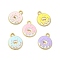 Alloy Enamel Pendants, Donut Charm, Golden, Mixed Color, 19x15x2mm, Hole: 2mm