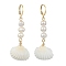 Shell Shape Natural Pearl & Shell Dangle Earrings for Women, with 304 Stainless Steel Finding, Golden, 65x25.5~26.5mm