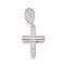 Brass Micro Pave Cubic Zirconia Charms, Latin Cross, Platinum, 15x10x2mm, Hole: 1x6mm
