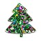 Acrylic Pendants, with Paillette Power inside, Christmas Tree Charms, Green, 39x33x2.5mm, Hole: 1.5mm