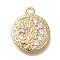 Brass Micro Pave Cubic Zirconia Pendants, Cadmium Free & Nickel Free & Lead Free, Round with Moon Charms, Real 18K Gold Plated, 14x11.5x1.5mm, Hole: 1.4mm