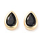 Brass Cubic Zirconia Beads, Teardrop, Real 18K Gold Plated, Black, 11x8x4mm, Hole: 2.5x1.2mm