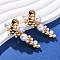 304 Stainless Steel Round Stud Earrings, with Plastic Imitation Pearl, Ion Plating(IP), Real 18K Gold Plated, 50x21mm