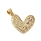 Rack Plating Brass Micro Pave Cubic Zirconia Pendants, Cadmium Free & Lead Free, Long-Lasting Plated, Heart, Real 18K Gold Plated, 18.5x19x3mm, Hole: 4.5x3.5mm