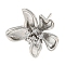 Brass Cubic Zirconia Stur Earring Findings, Cadmium Free & Nickel Free & Lead Free, Flower, Platinum, 20x19mm, Hole: 1mm, Pin: 11.5mm