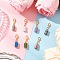 7Pcs Column Natural Rhodonite & Canadian Jade & Aquamarine & Amethyst & Apatite & Lapis Lazuli & Labradorite Pendant Decorations, with Alloy Clasps, Golden, 29mm