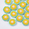Glass Seed Beaded Cloth Patches, Cluster Beads, with Non-Woven Fabric, Flat Round, Gold, 17~18x3.5~4mm