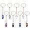 Bullet Natural Gemstone Keychains, with Iron Keychain Clasp Findings, 8.8cm, 8pcs/set