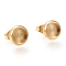 Ion Plating(IP) 304 Stainless Steel Stud Earring Settings, with Ear Nuts, Flat Round, Golden, Tray: 6mm, 9mm, Pin: 0.8mm