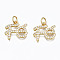 Brass Micro Pave Clear Cubic Zirconia Charms, with Jump Rings, Nickel Free, Word, Real 16K Gold Plated, 13x15x2mm, Hole: 3mm