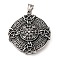 316 Surgical Stainless Steel  Pendants, Antique Silver, Flat Round Charms, Vegvisir, 48.5x43.5x8.5mm, Hole: 8.5x4mm
