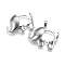 Alloy Pendant Cabochon Open Back Settings, Elephant, Platinum, Oval Tray: 25x18mm, 29.5x38x10mm, Hole: 4x7mm