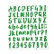 Number & Alphabet & Sign PVC Waterproof Self-Adhesive Sticker, for Gift Cards Decoration, Green, 21.5x18.5x0.02cm, Tags: 5~26x5~20mm, 72pcs/sheet