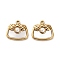 304 Stainless Steel Pave Shell Bag Charms, with ABS Imitation Pearl Beads, Real 14K Gold Plated, 13.5x14.5x4.5mm, Hole: 1.6mm