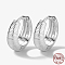 Anti-Tarnish Rhodium Plated 925 Sterling Silver Hoop Earrings, Ring, with 925 Stamp, Platinum, 14mm